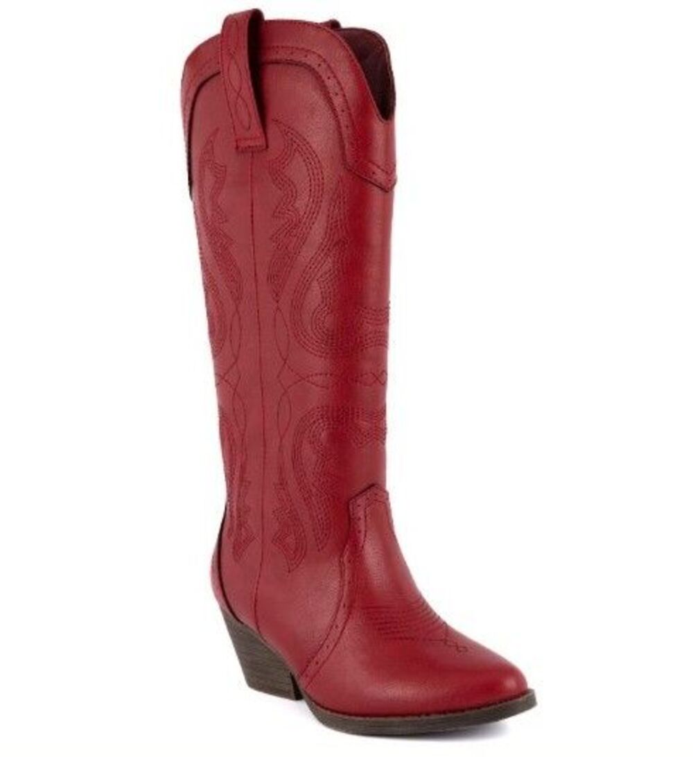 NEW! Women's Sugar Two-Step Western Boots, Red Cowboy Boots, Size 9M